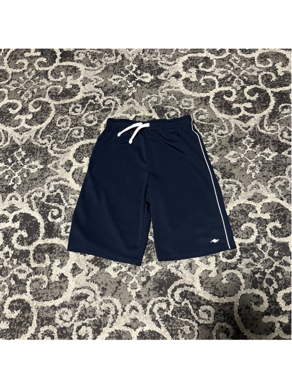 Men's Athletic Works Navy Blue Athletic Shorts S with White Stripe